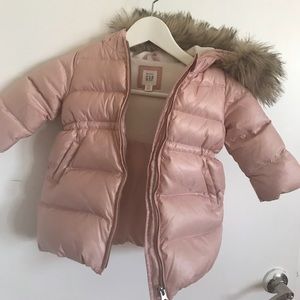 Used gap toddler girl light pink down coat